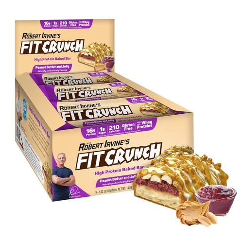 Miniatura 16 de FITCRUNCH - Barras de proteínas para aperitivo de tamaño snack, barra horneada de 6 capas, 4 g de azúcar, sin gluten y centro suave de pastel