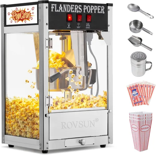 Miniatura 14 de ROVSUN Máquina de palomitas de maíz con hervidor de 16 onzas, certificado ETL, máquina comercial de palomitas de maíz para encimera con cuchara