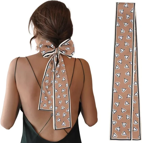 Women's Designer Neckerchief Handbag Handle Ribbon Fashion Scarf Cute Heart Printed Hair Tie