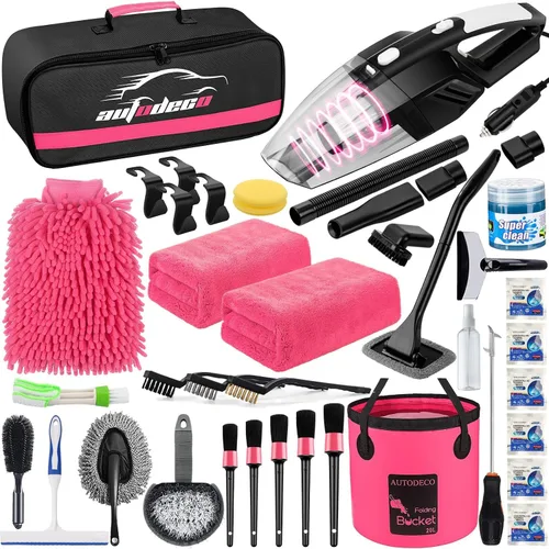 Miniatura 13 de Kit de limpieza para auto de 41 piezas Kit de limpieza y detalle interior con aspiradora de mano de alta potencia, cubo plegable, herramienta