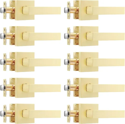 Miniatura 21 de Leydebong Paquete de 2 pomos de puerta de entrada con llave igual, pomo de puerta con cerradura y llave, manijas de puerta doradas para exterior e