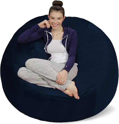 Miniatura 50 de Sofa Sack Funda para silla puff solamente, sin relleno, cómoda funda de repuesto para silla redonda, 5 pies, color carbón Carbón - Solo funda