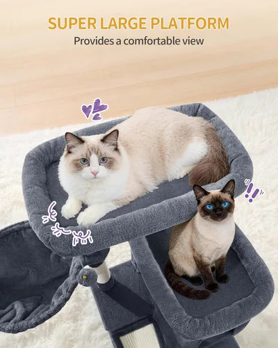 Miniatura 7 de Hzuaneri Árbol grande para gatos, torre para gatos de varios niveles de 75 pulgadas de alto, muebles de condominio para gatos más grandes