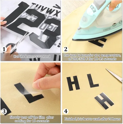 Miniatura 6 de 18 hojas de 216 piezas de 8 pulgadas con números de planchado de 2 pulgadas, kit de parches de letras para planchar de 0 a 11 números de planchado