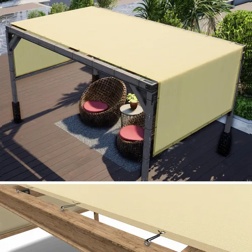ColourTree - Toldo de pérgolas de 8 x 12 pies (2.4 x 3.6 m), color beige, reemplazo de cubierta con protección solar UPF50, tela de grado comercial
