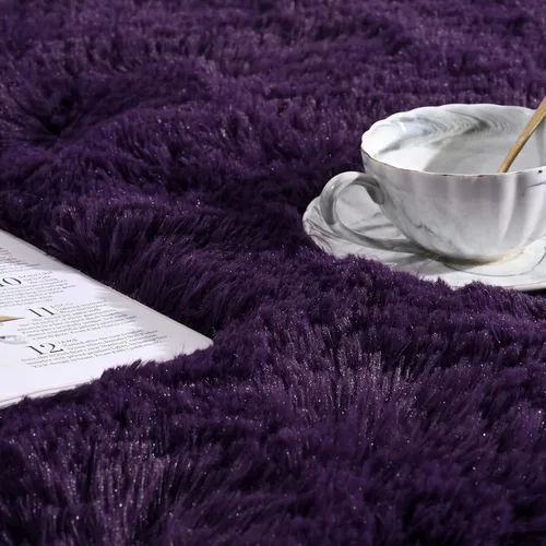 Miniatura 8 de Softlife Juego de 2 alfombras de color morado oscuro, rectangulares de 4 x 5.3 pies y 2.6 x 5.3 pies, ovaladas de 2.6 x 5.3 pies, alfombras de área