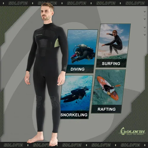 Miniatura 6 de GoldFin Traje de neopreno para hombre, 0.118 pulgadas (0.118 in) con cremallera trasera para mantener el calor en agua fría