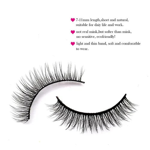 Miniatura 3 de Pestañas cortas de aspecto natural 6D, pestañas de visón finas, 10 pares, 100% hechas a mano, pestañas postizas reutilizables