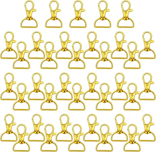 Miniatura 12 de Hotop 35 piezas de cierres giratorios para llavero, gancho de clip de metal de langosta con anillos en D para llavero, bolso, hardware, proyecto