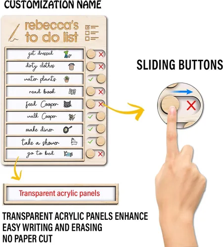 Miniatura 3 de Tabla de tareas personalizada para niños, tabla de rutina deslizante para niños, lista de tareas magnética reutilizable para niños