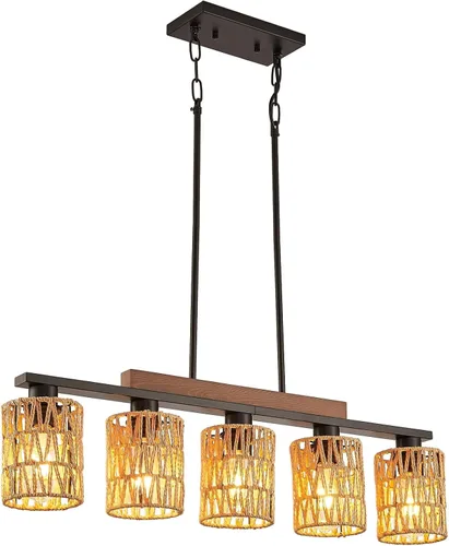 Miniatura 11 de Lámpara de comedor,Lámpara de cocina de 3 luces para iluminación de granja, iluminación colgante industrial de madera de metal negro mate,Luces