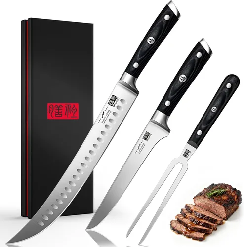 Miniatura 12 de SHAN ZU Cuchillo de rebanar de 12 pulgadas - Cuchillo profesional alemán para rebanar y trinchar carne de pecho, hoja de acero inoxidable 1.4116