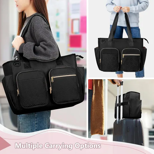 Miniatura 2 de Bolso para profesores con compartimento para laptop, bolsa grande para trabajo y suministros para profesores, color negro (vacío, diseño patentado)