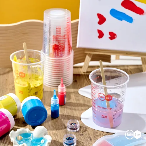 Miniatura 4 de Vasos mezcladores de resina de 20 onzas, diseño fácil de separar, paquete de 100 vasos de mezcla de plástico PP graduados para resina epoxi, pintura