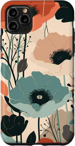 Funda para iPhone 11 Pro Max Minimal Poppy Flower Boho Floral Cute Aesthetic