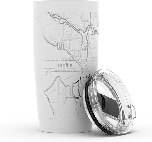 Miniatura 86 de Well Told Vaso de café aislado con diseño grabado de mapa de Atlanta Georgia, taza de acero inoxidable grabada (20 onzas, negro) con diseño de mapa
