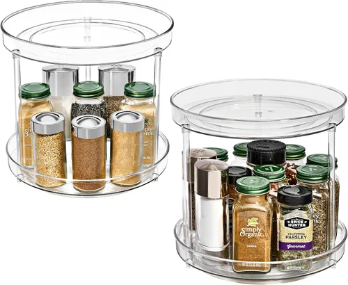 Miniatura 13 de Sorbus Organizador plano transparente Lazy Susan de 9 pulgadas, organizador giratorio para organización de especias para gabinete, tocadiscos Lazy