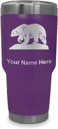 Miniatura 26 de LaserGram Vaso aislado al vacío de 20 onzas, oso polar, grabado personalizado incluido (negro)