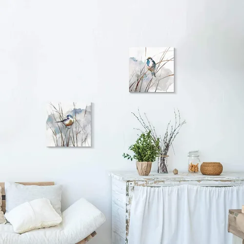 Miniatura 4 de Cuadro abstracto de pájaro para pared, diseño de pájaros en junco, impresiones de acuarelas sobre lienzo para dormitorio