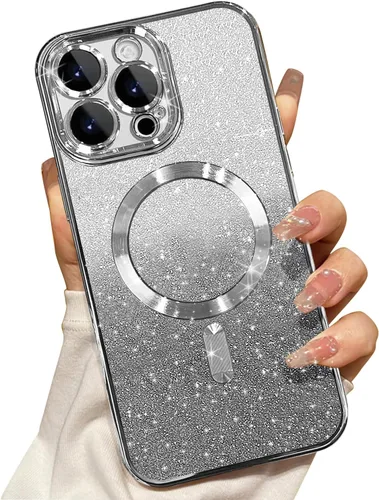 Miniatura 24 de Misscase Funda magnética compatible con iPhone 14 con purpurina y protector de lente de cámara, protección completa, compatible con MagSafe