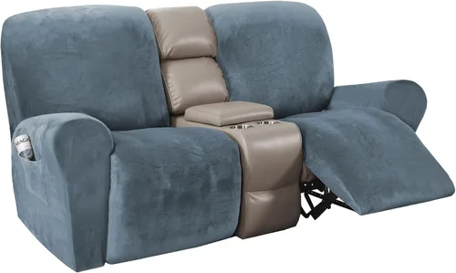 Miniatura 7 de H.VERSAILTEX Fundas elásticas de terciopelo para sillón reclinable, fundas para silla reclinable estilo de 4 piezas, funda para sillón reclinable