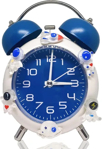 Miniatura 11 de Reloj despertador para niños, reloj analógico para niños, relojes despertadores para dormitorios con personas que duermen mucho con calcomanías
