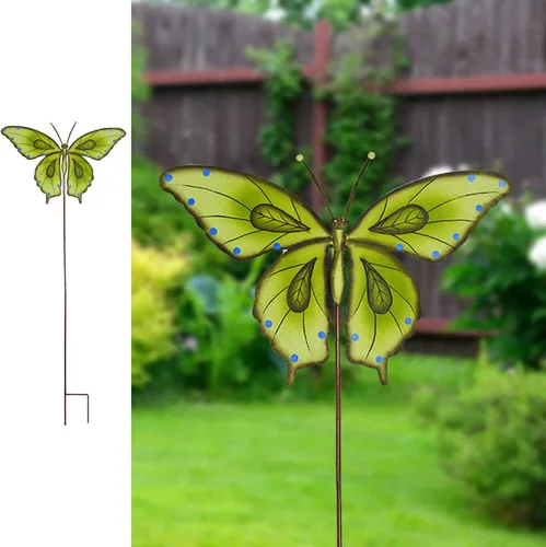Miniatura 9 de Estacas de metal para jardín, letrero decorativo para patio, decoración de camino, decoración de interiores y exteriores (mariposa azul)