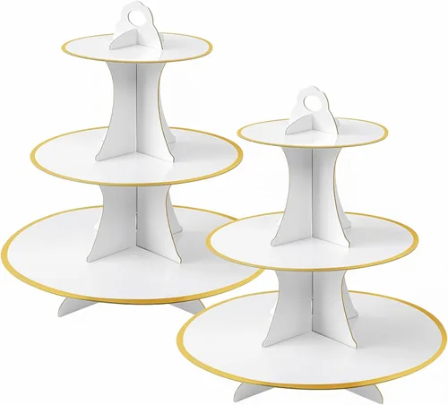 Miniatura 38 de Soleebee Soporte redondo de 3 niveles para cupcakes, torre de cartón para cupcakes, torre de soporte para pasteles de postre para decoración