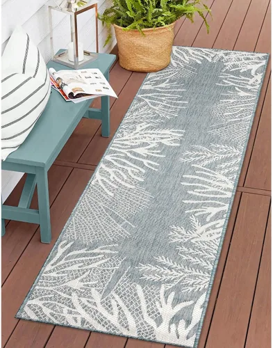 Miniatura 31 de Liora Manne Carmel - Alfombra decorativa de mezcla sintética para interiores y exteriores, de bajo perfil, contemporánea, decoración de peces Agua