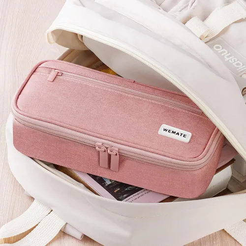 Miniatura 7 de WEMATE Estuche para lápices, organizador grande de almacenamiento para papelería, esencial para el regreso a la escuela, imprescindible para el Rosa