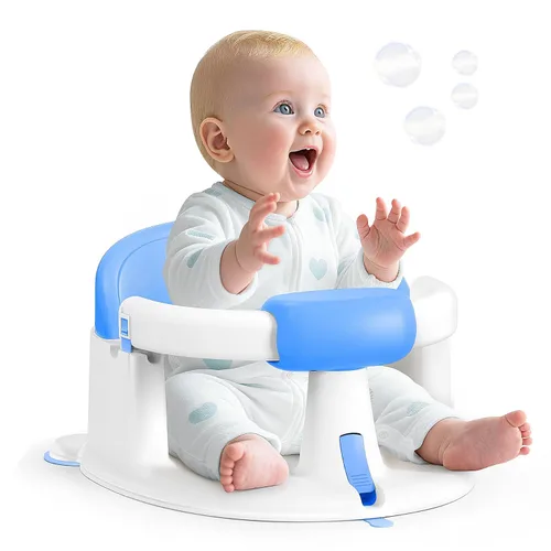 Asiento de baño para bebé Bañera para bebé - con ventosas fuertes y soporte envolvente de 360° - fácil liberación, cojín antideslizante,