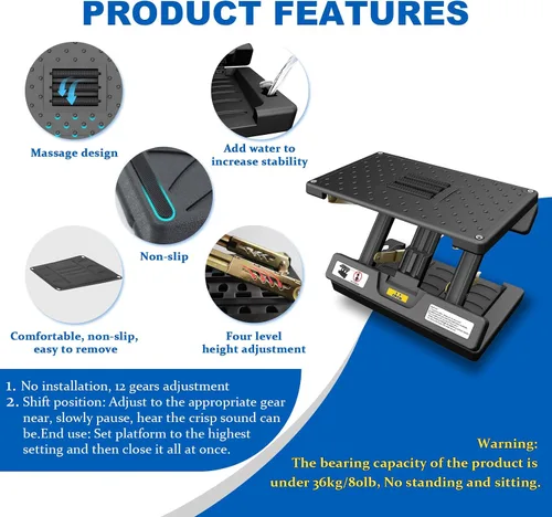 Miniatura 4 de Reposapiés plegable, reposapiés de computadora debajo del escritorio, 12 modos ergonómicos ajustables para oficina, capacidad de carga de 80 libras