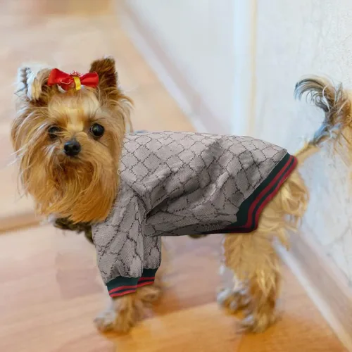 Miniatura 6 de Sudadera con capucha para perro de diseño clásico, abrigo de lujo para cachorros, abrigo cálido para mascotas, diseño de cremallera, ropa Teddy