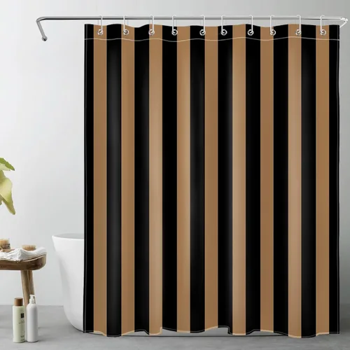 Miniatura 28 de LB Cortina de ducha a rayas naranjas y negras, cortina de ducha de arte estético de Halloween con patrón geométrico para baño, 60 x 72 pulgadas