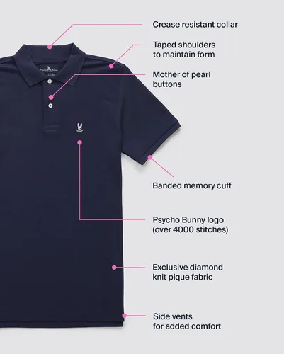 Miniatura 5 de Psycho Bunny Polo de piqué de manga corta para hombre Negro