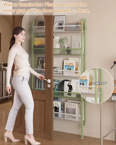 Miniatura 3 de UMDONX Estante de baño estrecho de 5 niveles, estante de almacenamiento delgado que ahorra espacio, estantería estrecha para baño y cocina