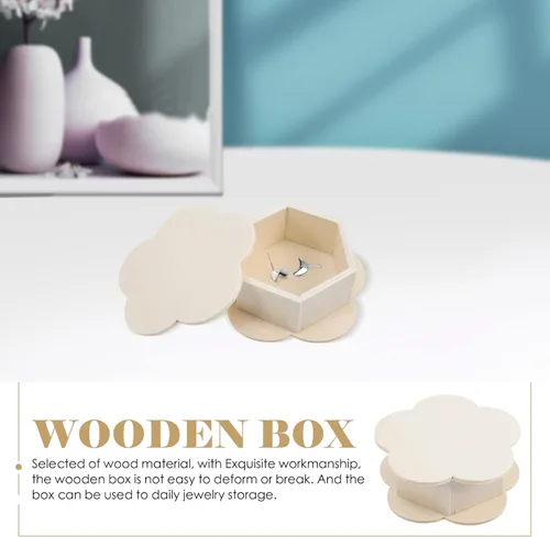Miniatura 2 de iplusmile Caja de madera Caja de madera 3 piezas Caja de joyería de madera sin terminar con forma de flor, caja organizadora de almacenamiento