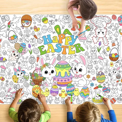 Miniatura 35 de Groovy - Mantel para colorear para niños, póster colorido de 30 x 72 pulgadas con letreros de paz, margarita, diseños retro, perfecto