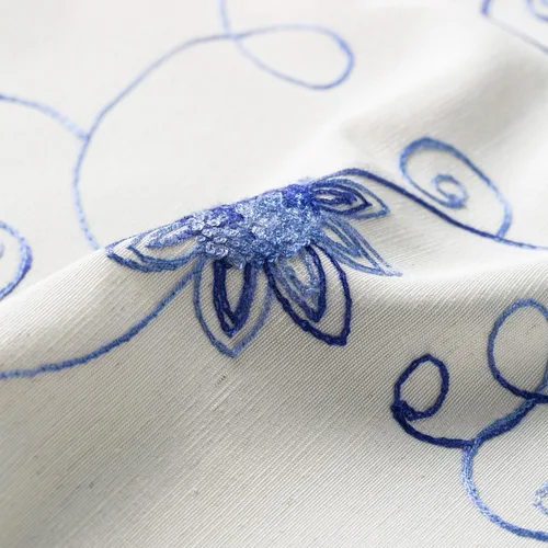 Miniatura 7 de VOGOL Cortinas de Nivel para Cocina para Ventana, Flores Azules y Enredaderas Bordadas Cortina de 24 Pulgadas de Largo, Cortinas Cortas Tratamiento