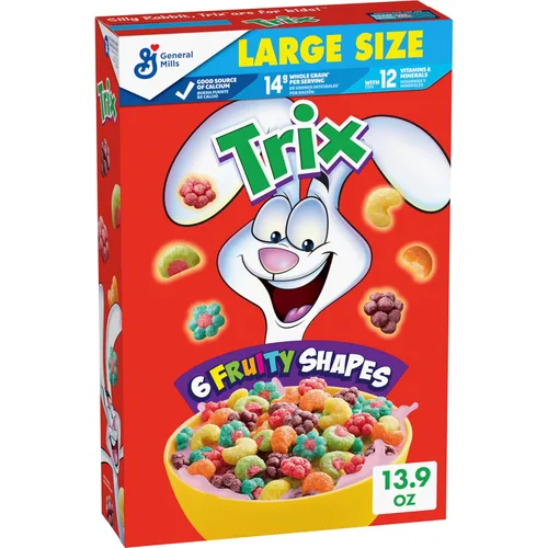 Miniatura 15 de Trix Cereal de desayuno afrutado, 6 formas afrutadas, grano entero, tamaño familiar, 16.1 onzas