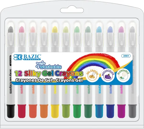 BAZIC PRODUCTS Crayones de gel sedosos, 12 colores, lavables