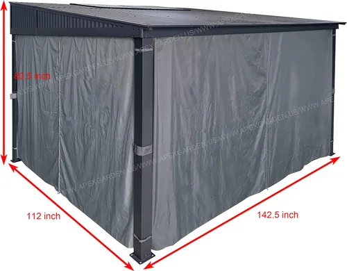 Miniatura 2 de APEX GARDEN Juego universal de cortinas de privacidad de 3 lados para toldo/abrigo solar/gazebo de 10' x 12' (gris oscuro (solo 3 lados))