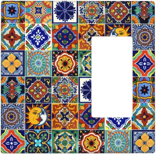 Miniatura 22 de Talavera - Azulejos mexicanos de una sola banda, placas de pared para decorar enchufes eléctricos, placa de interruptor, placa decorativa de pared