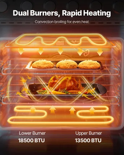 Miniatura 4 de VEVOR Horno de Cocina a Gas, 30 Pulgadas de Ancho, Estufa y Horno Independiente de Acero Inoxidable con 4 Quemadores Sellados en la Superficie