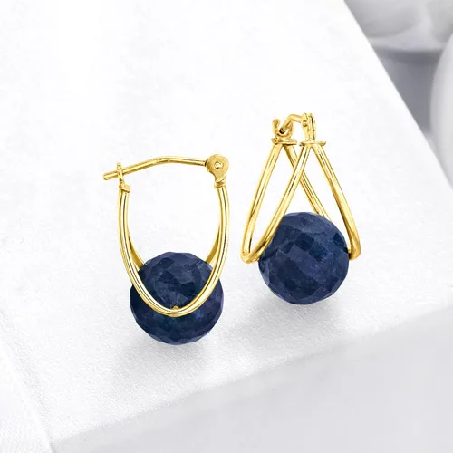 Miniatura 4 de Ross-Simons Gemstone Bead Double-Hoop Earrings in 14kt Yellow Gold