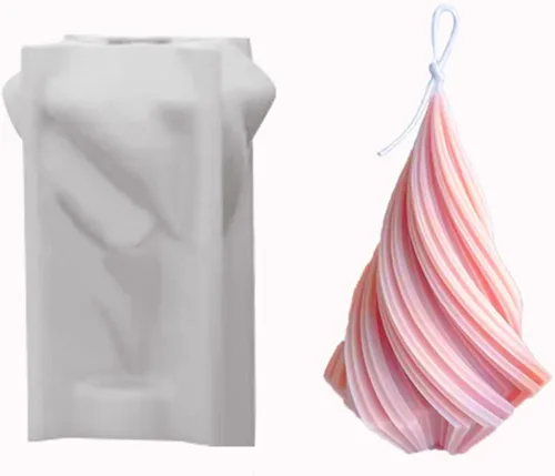 Miniatura 13 de Molde de silicona para velas a rayas de barril Molde de jabón para velas de pilar geométrico, molde de fondant, molde para hornear pastel