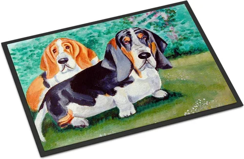 Miniatura 7 de Caroline's Treasures 7061JMAT Basset Hound Double Trouble - Tapete para puerta delantera, 24 x 36 pulgadas, para interiores y exteriores