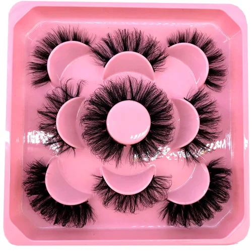 Miniatura 24 de 5 pares de pestañas postizas de visón 3D de 0.98 pulgadas a granel, con caja personalizada, pestañas postizas naturales finas al por mayor (ML-07)