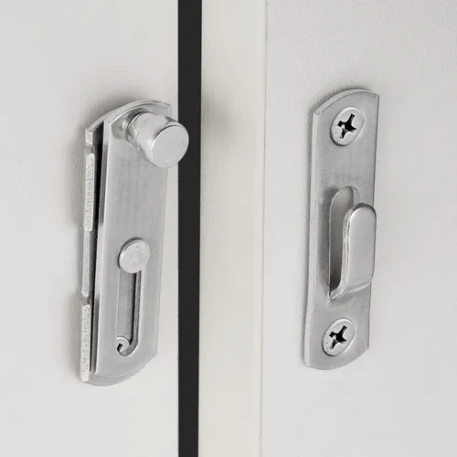 Miniatura 4 de INIRET Paquete de 4 pestillos para puerta de granero, 1.89 x 1.89 pulgadas, acero inoxidable de níquel cepillado para mascotas, pestillo de puerta