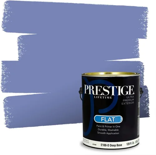 Miniatura 12 de Prestige Paints. - Base y pintura para exteriores en un solo galón, 1 galón. plano, comparable con Sherwin Williams Topsail. SW159-azul hechizante.